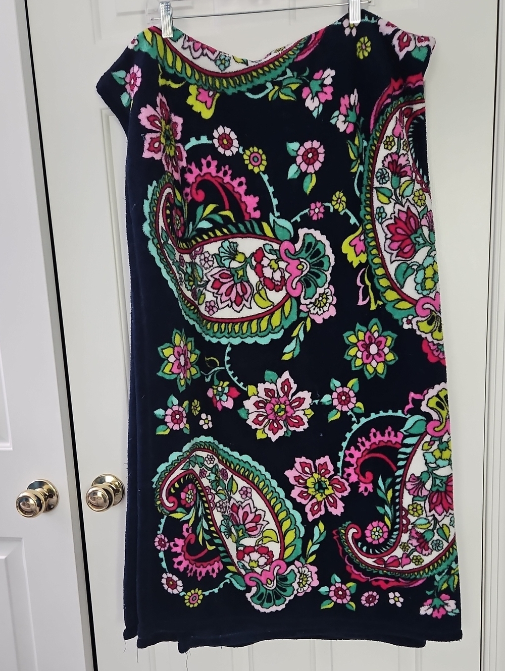 Vera Bradley Navy And Paisley Patterned Fleece Throw Blanket